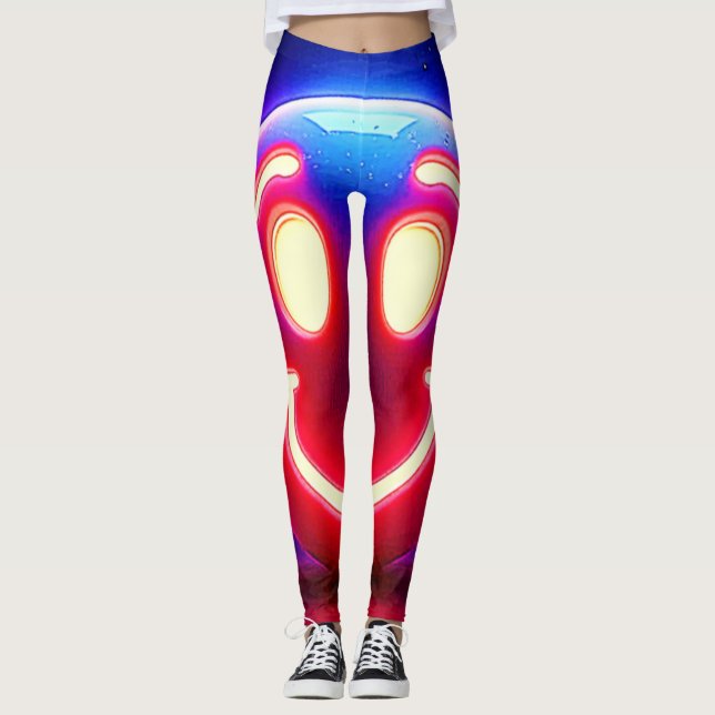 Neon Smile: Lycklig glöd Leggings (Framsida)