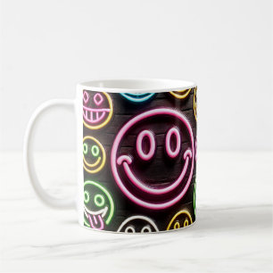 Neon Smiles & Sips Trendig Design Coffee Mugg