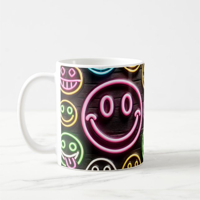 Neon Smiles & Sips Trendig Design Coffee Mugg (Vänster)