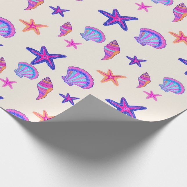 Neon Snäckskal Mermaidcore Sömlöst Mönster  Presentpapper (Hörn)