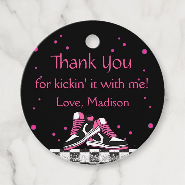 Neon Sneaker Birthday, Glitter Tack Gåvor Etiketter (Framsida)