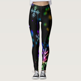 Neon snöflingor mönster leggings