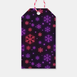 Neon Snöflingor Presentetikett