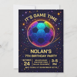 Neon Soccer Birthday Invitation Inbjudningar