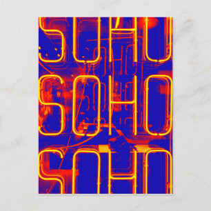 Neon Soho Sign Illuminated i London Vykort