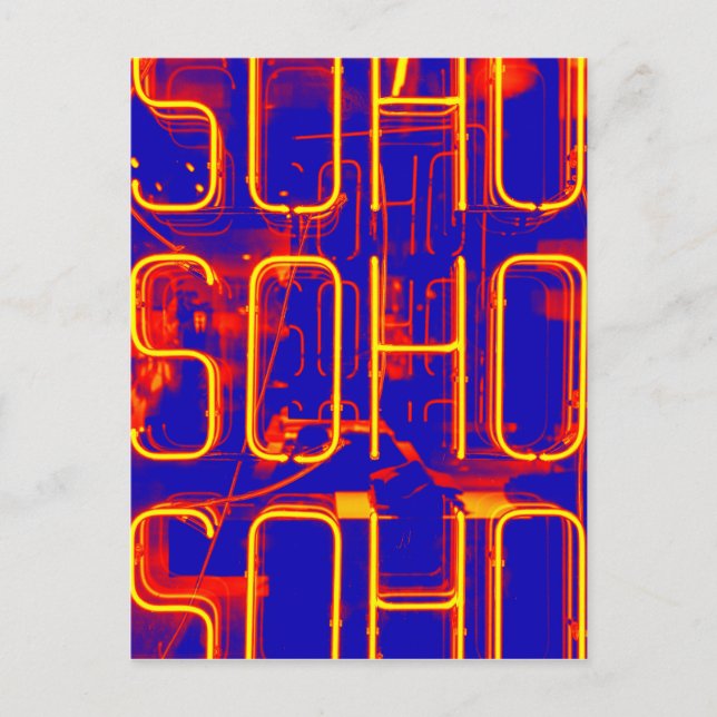 Neon Soho Sign Illuminated i London Vykort (Framsida)