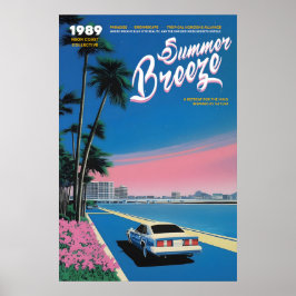 Neon solnedgång Miami konsttryck 80-tals retro som Poster