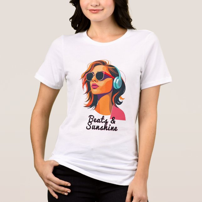Neon Soundwave: Electric Summer Vibes T Shirt (Framsida)
