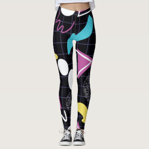 Neon Space-inspirerad Geometric Mönster Leggings