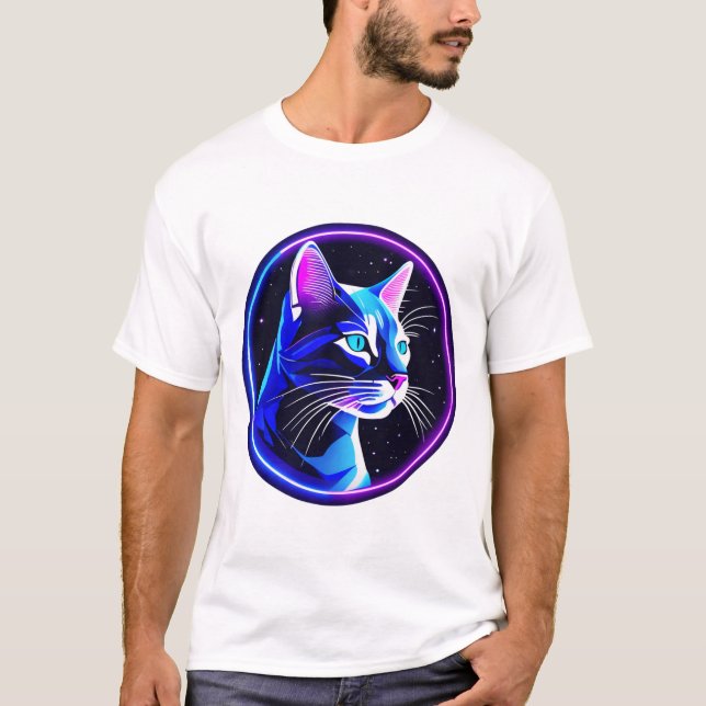 Neon Space-katt T Shirt (Framsida)
