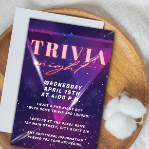 Neon Space Trivia Night Inbjudningar