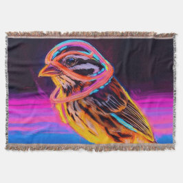 Neon Sparrow med glödande accenter Filt