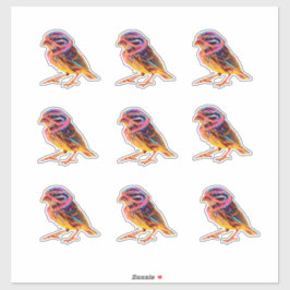 Neon Sparrow med glödande accenter Klistermärken