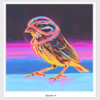 Neon Sparrow med glödande accenter Klistermärken