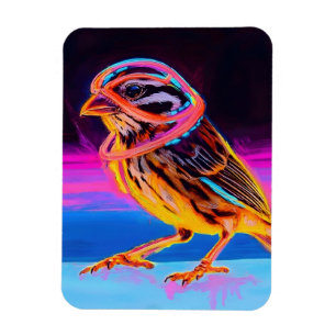 Neon Sparrow med glödande accenter Magnet