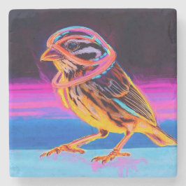 Neon Sparrow med glödande accenter Stenunderlägg