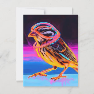 Neon Sparrow med glödande accenter Vykort