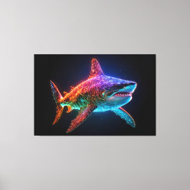 Neon Spectrum Shark Canvastryck