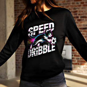 Neon Speed Dribble Fotbollskärande Katt Fans & Spe T Shirt