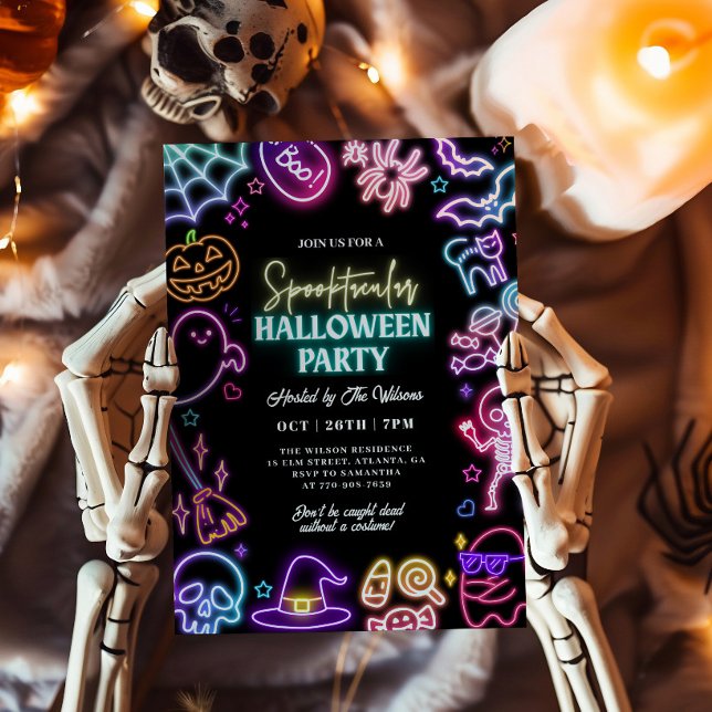 Neon spektakulär Halloween Inbjudningar (Skapare uppladdad)