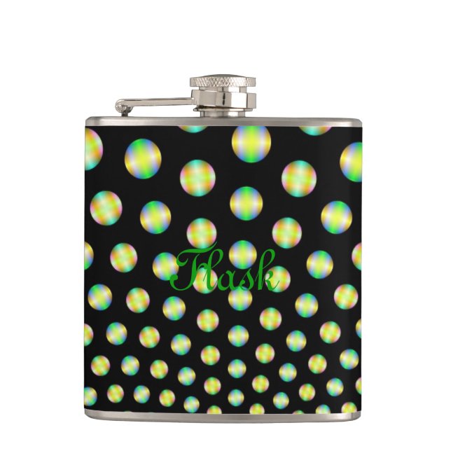 Neon Spheres on Black Flask Fickplunta (Framsidan)