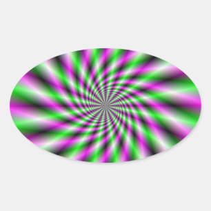 Neon Spinning Wheel Oval Sticker Ovalt Klistermärke