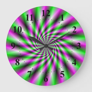 Neon Spinning Wheel-uppspelning Vägglås Stor Klocka