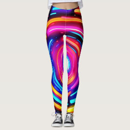 Neon Spiral Light Art Leggings