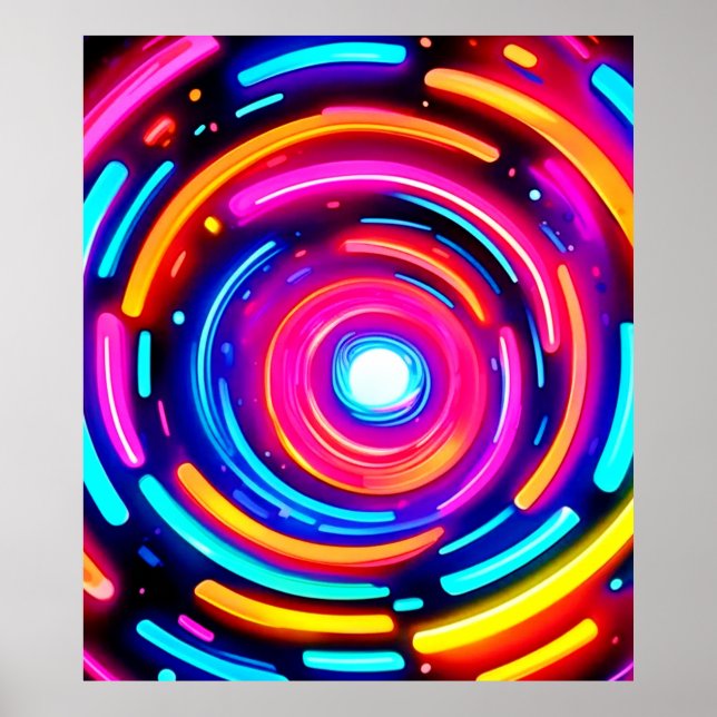 Neon Spiral Light Art Poster (Framsidan)