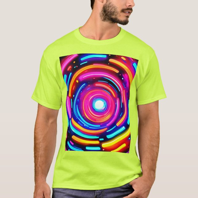 Neon Spiral Light Art T Shirt (Framsida)