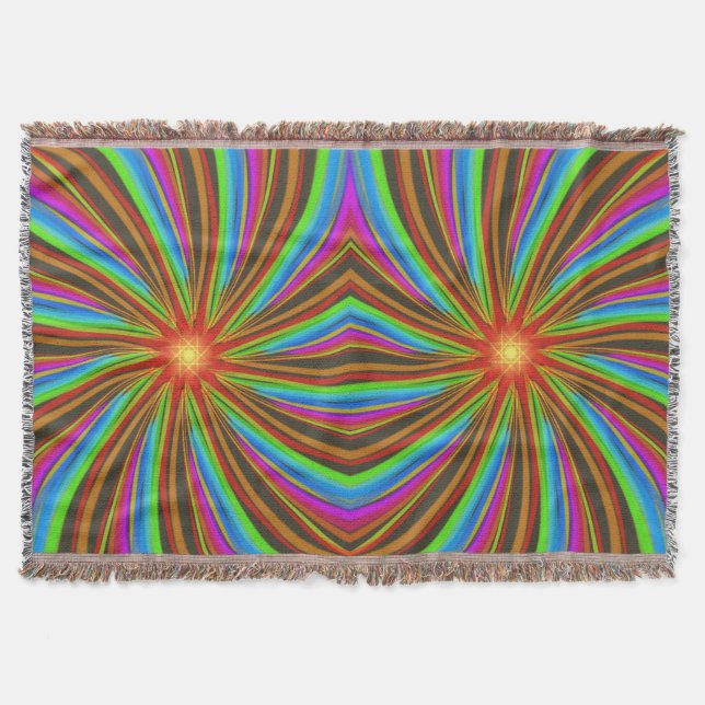 Neon Spiral Vortex – Levande Fraktal Rörelsedesign Filt (Framsidan)