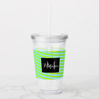 Neon Spiralband Monogram Anpassat Namn Take Away Mugg