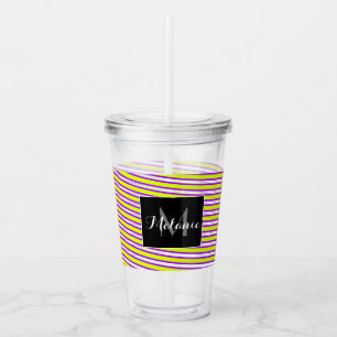 Neon Spiralbandsmonogram Anpassat Namn Take Away Mugg