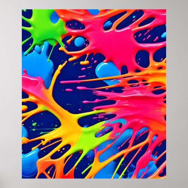 Neon Splatter: Abstrakt Vibrant Art Poster (Framsidan)