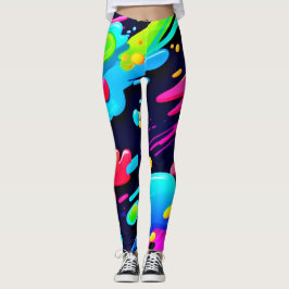Neon Splatter Flow Art Leggings