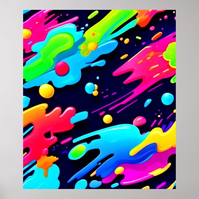 Neon Splatter Flow Art Poster (Framsidan)
