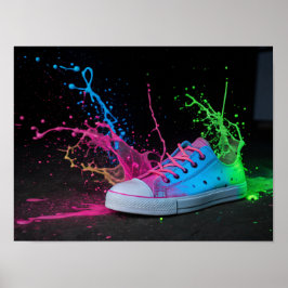 Neon Splatter på en färgfull Sneaker Poster