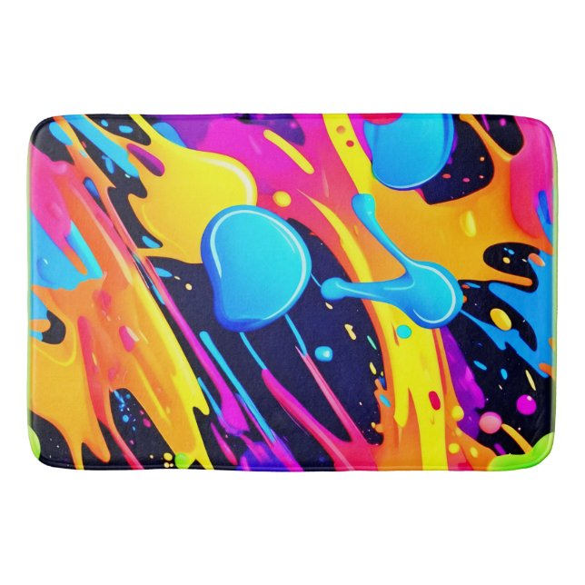 Neon Splatter Paint Art Badrumsmatta (Framsidan)
