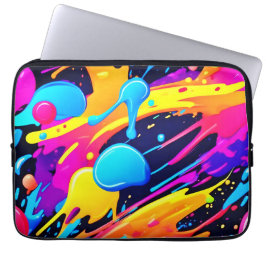 Neon Splatter Paint Art Laptop Fodral