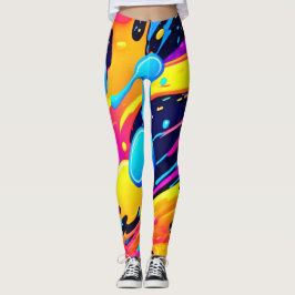 Neon Splatter Paint Art Leggings