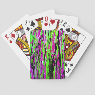 Neon Splatter Paint Lila Grönt och svart Casinokort