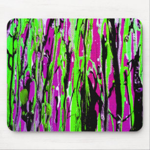 Neon Splatter Paint Lila Grönt och svart Musmatta
