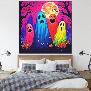 Neon Spöken Halloween fest Design Canvastryck