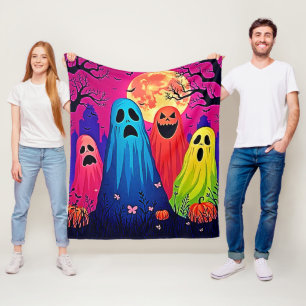 Neon Spöken Halloween fest Design Fleecefilt