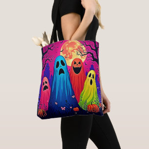 Neon Spöken Halloween fest Design Tygkasse