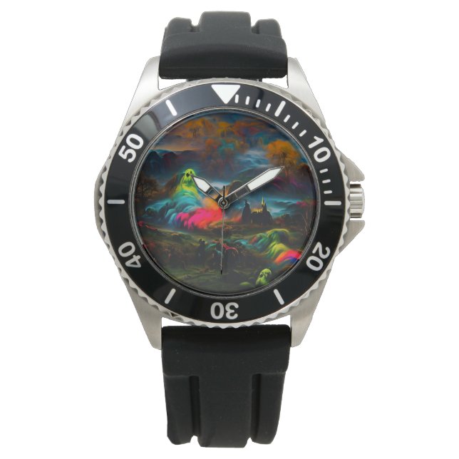 Neon Spöken i ett hårt Fantasy liggande Armbandsur (Framsida)