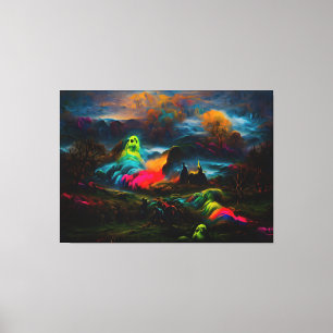 Neon Spöken i ett hårt Fantasy liggande Canvastryck