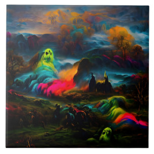 Neon Spöken i ett hårt Fantasy liggande Kakelplatta