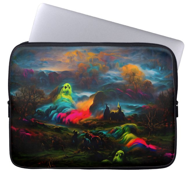 Neon Spöken i ett hårt Fantasy liggande Laptop Fodral (Framsidan)