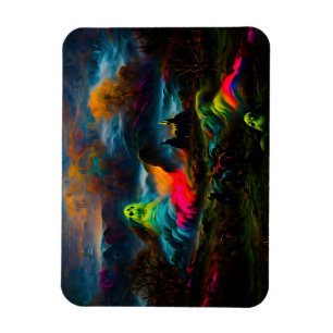 Neon Spöken i ett hårt Fantasy liggande Magnet